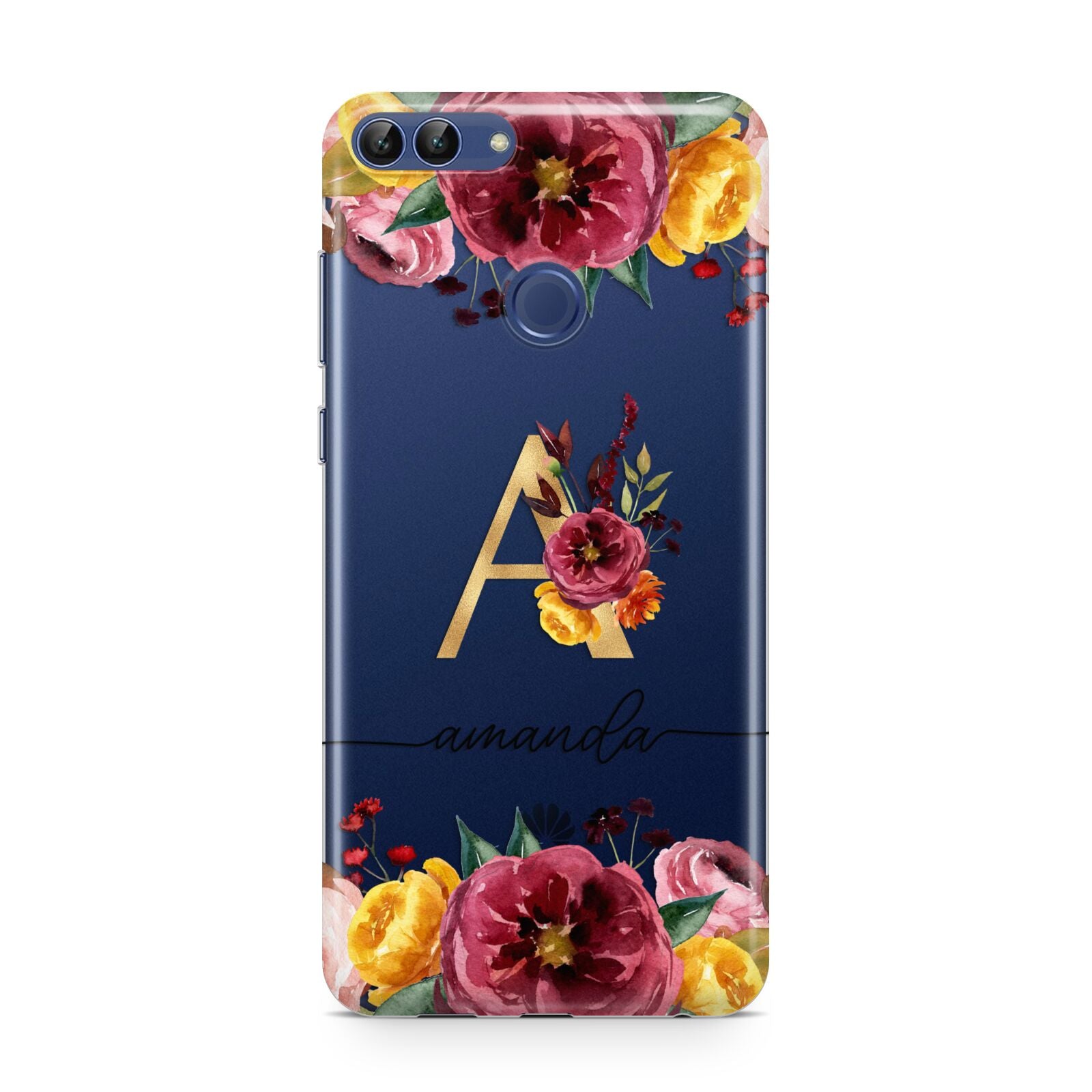 Autumn Watercolour Flowers with Initial Huawei P Smart Case