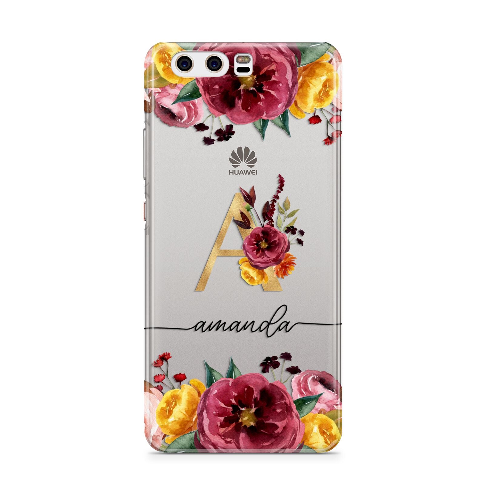 Autumn Watercolour Flowers with Initial Huawei P10 Phone Case