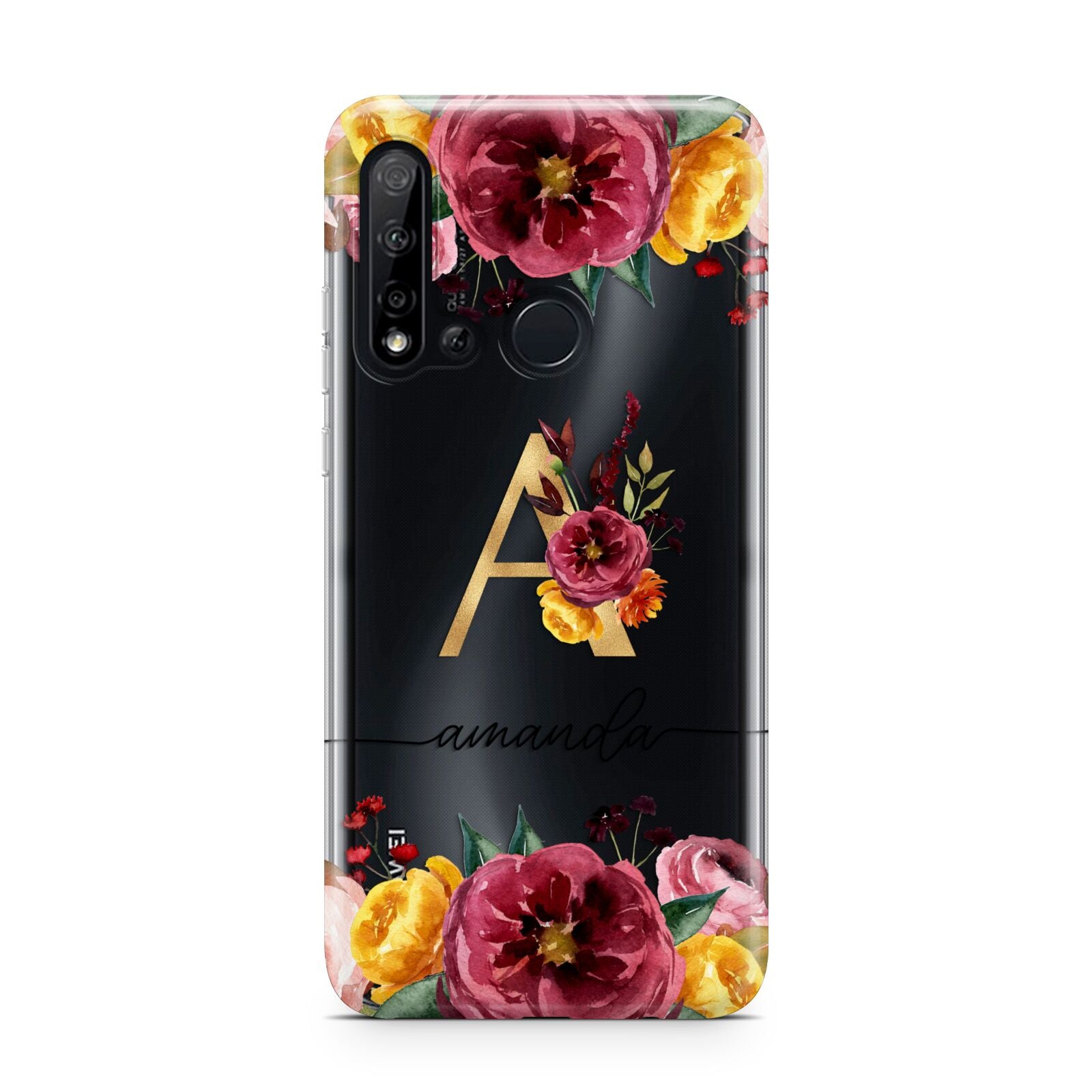 Autumn Watercolour Flowers with Initial Huawei P20 Lite 5G Phone Case