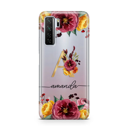 Autumn Watercolour Flowers with Initial Huawei P40 Lite 5G Phone Case