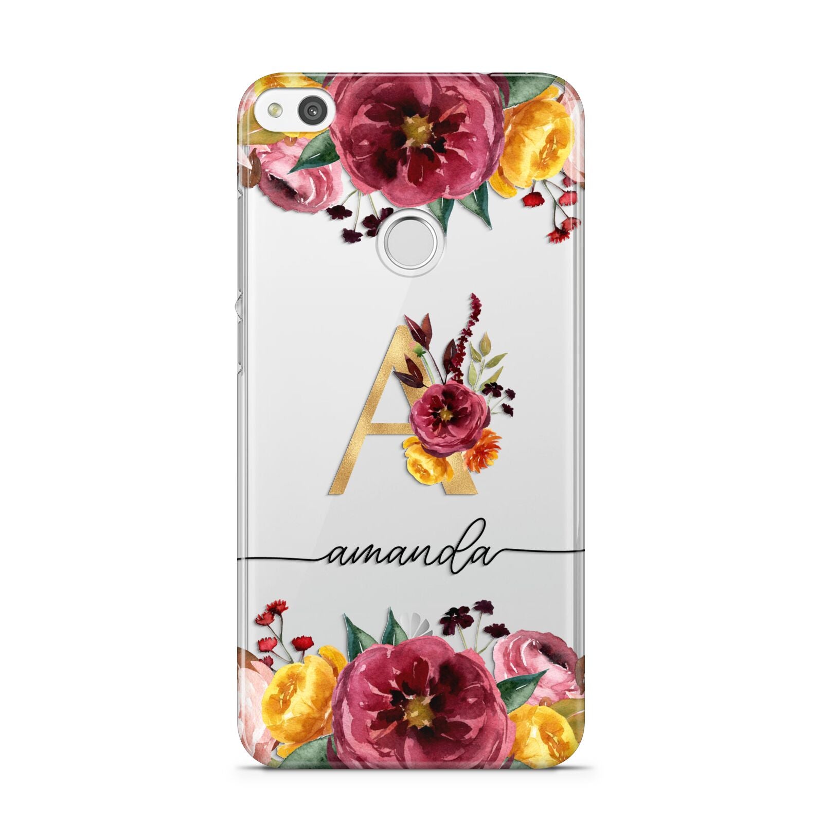 Autumn Watercolour Flowers with Initial Huawei P8 Lite Case