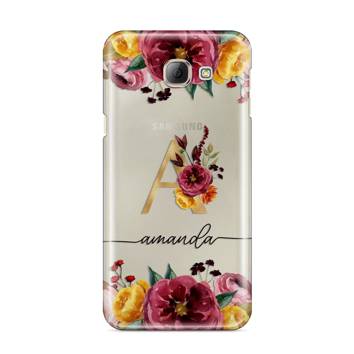 Autumn Watercolour Flowers with Initial Samsung Galaxy A8 2016 Case