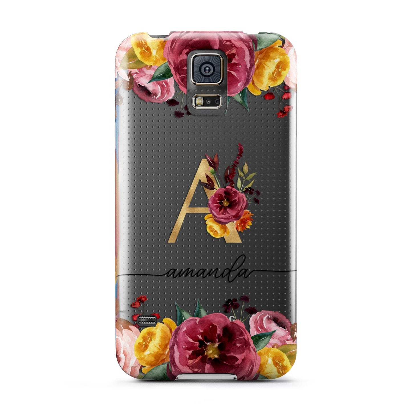 Autumn Watercolour Flowers with Initial Samsung Galaxy S5 Case