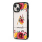 Autumn Watercolour Flowers with Initial iPhone 13 Black Impact Case Side Angle on Silver phone
