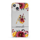 Autumn Watercolour Flowers with Initial iPhone 13 Clear Bumper Case