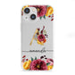 Autumn Watercolour Flowers with Initial iPhone 13 Mini Clear Bumper Case