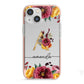 Autumn Watercolour Flowers with Initial iPhone 13 Mini TPU Impact Case with Pink Edges