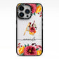 Autumn Watercolour Flowers with Initial iPhone 13 Pro Black Impact Case on Silver phone