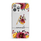 Autumn Watercolour Flowers with Initial iPhone 13 Pro Max Clear Bumper Case