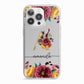 Autumn Watercolour Flowers with Initial iPhone 13 Pro TPU Impact Case with White Edges