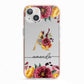 Autumn Watercolour Flowers with Initial iPhone 13 TPU Impact Case with Pink Edges