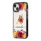 Autumn Watercolour Flowers with Initial iPhone 14 Black Impact Case Side Angle on Silver phone