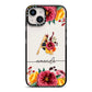 Autumn Watercolour Flowers with Initial iPhone 14 Black Impact Case on Silver phone