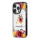 Autumn Watercolour Flowers with Initial iPhone 14 Pro Black Impact Case Side Angle on Silver phone
