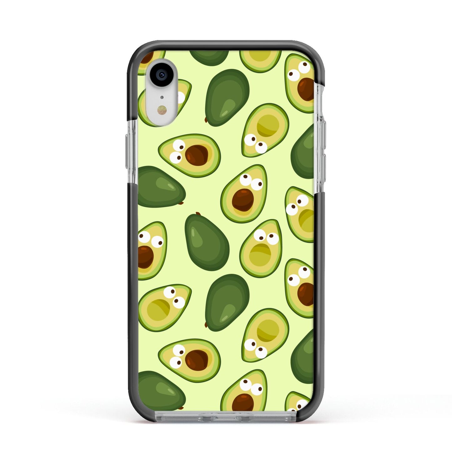 Avocado Apple iPhone XR Impact Case Black Edge on Silver Phone