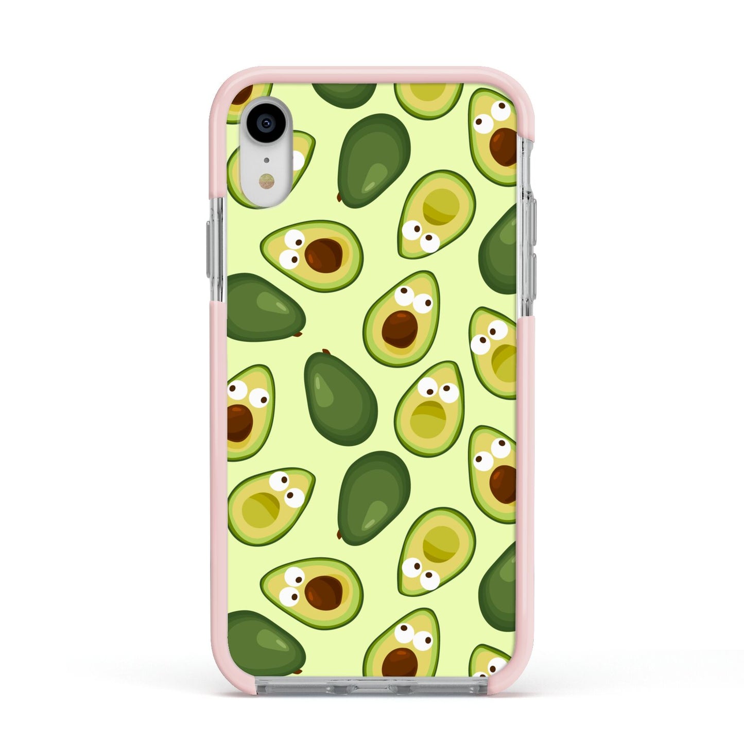 Avocado Apple iPhone XR Impact Case Pink Edge on Silver Phone