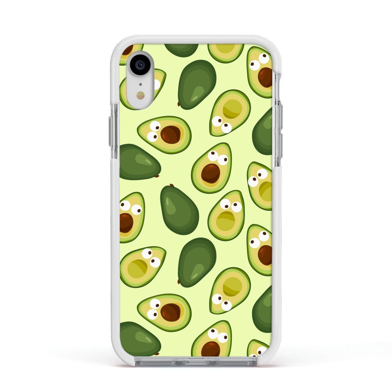 Avocado Apple iPhone XR Impact Case White Edge on Silver Phone