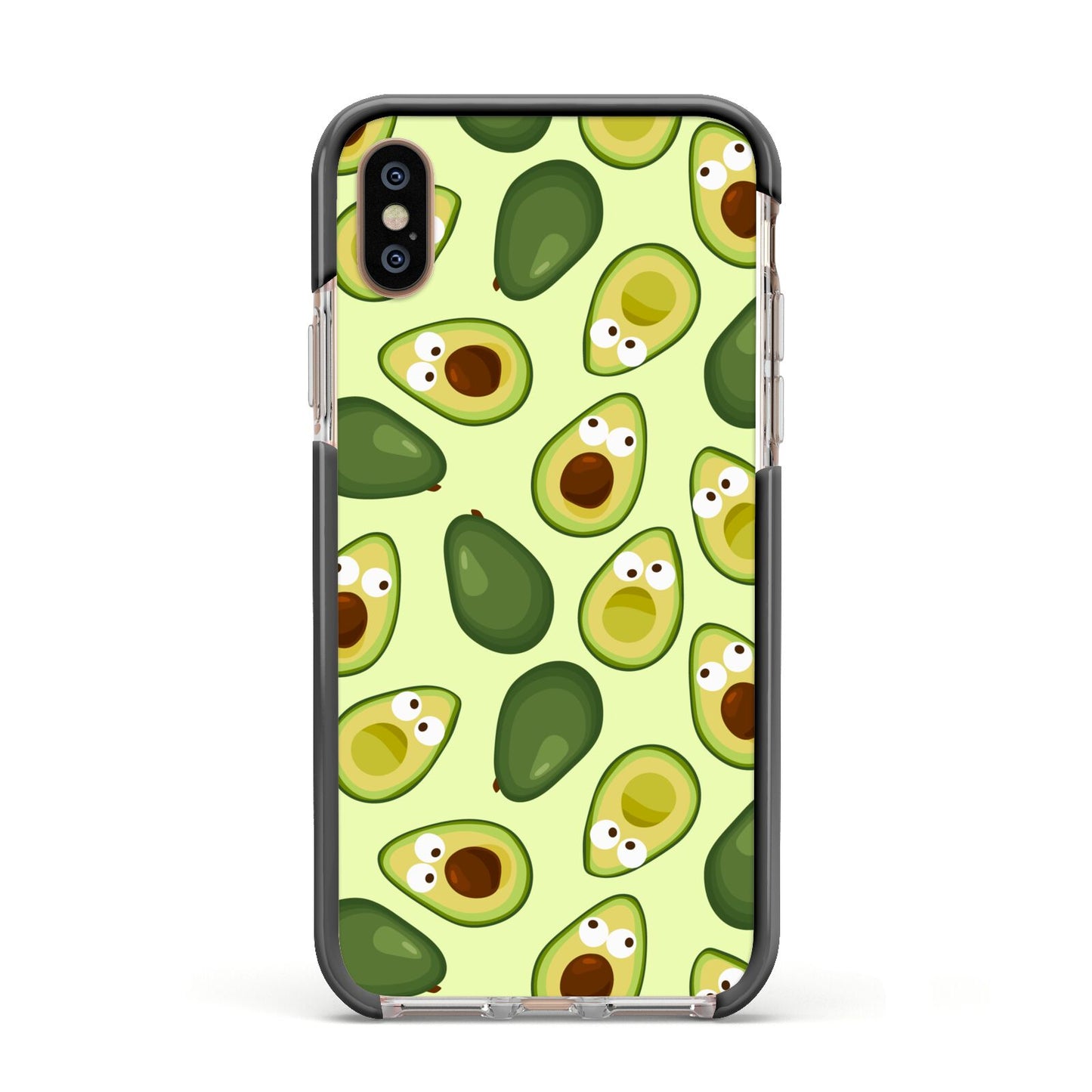 Avocado Apple iPhone Xs Impact Case Black Edge on Gold Phone