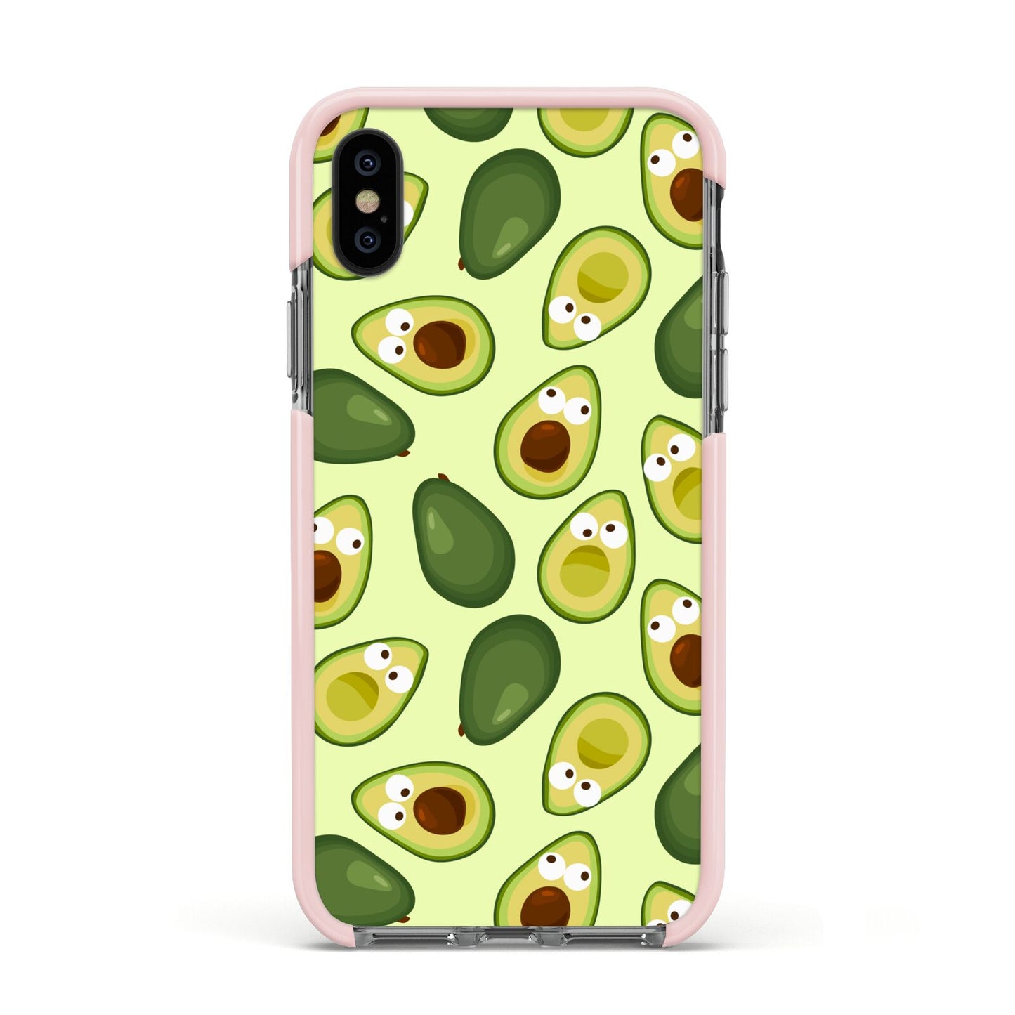 Avocado Apple iPhone Xs Impact Case Pink Edge on Black Phone