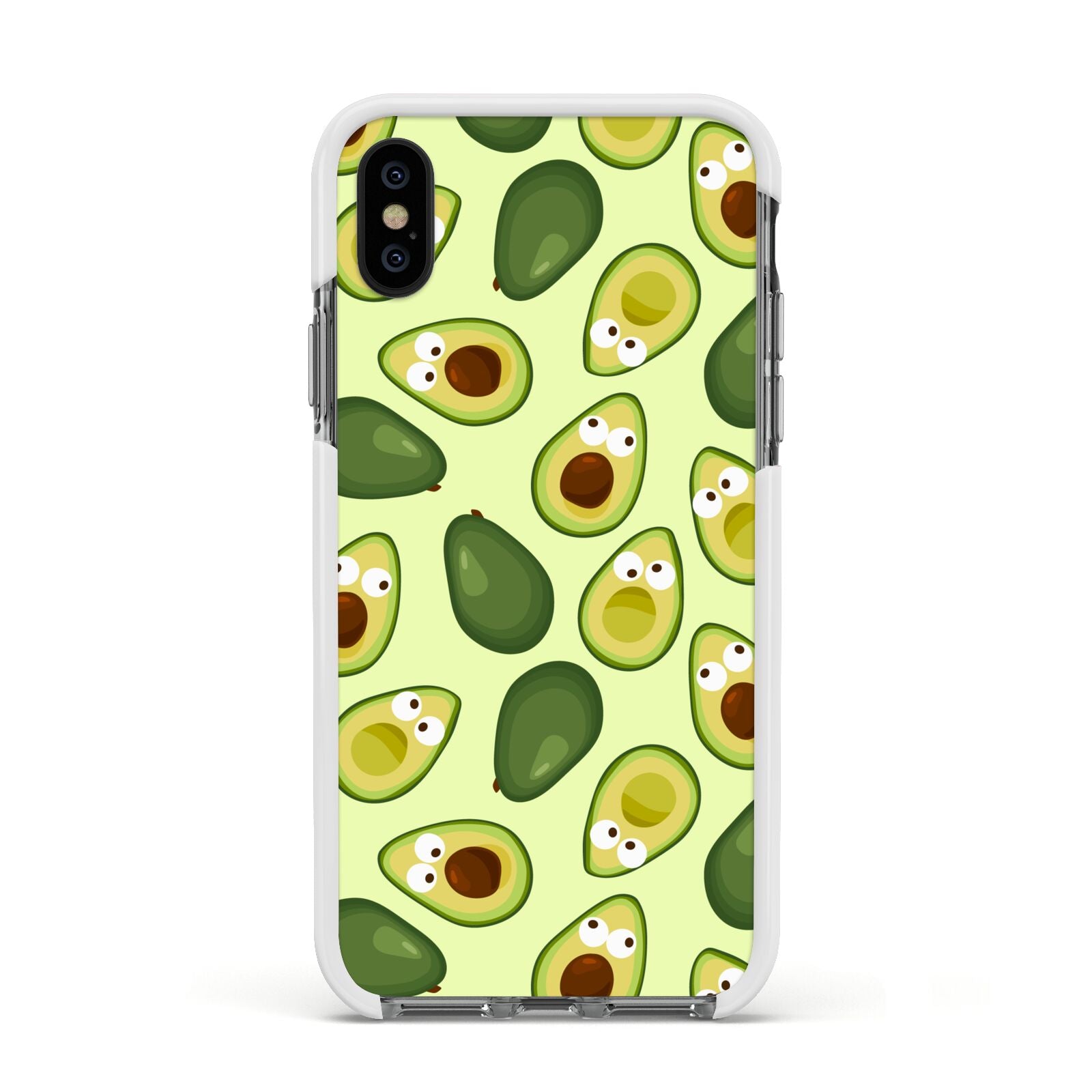 Avocado Apple iPhone Xs Impact Case White Edge on Black Phone