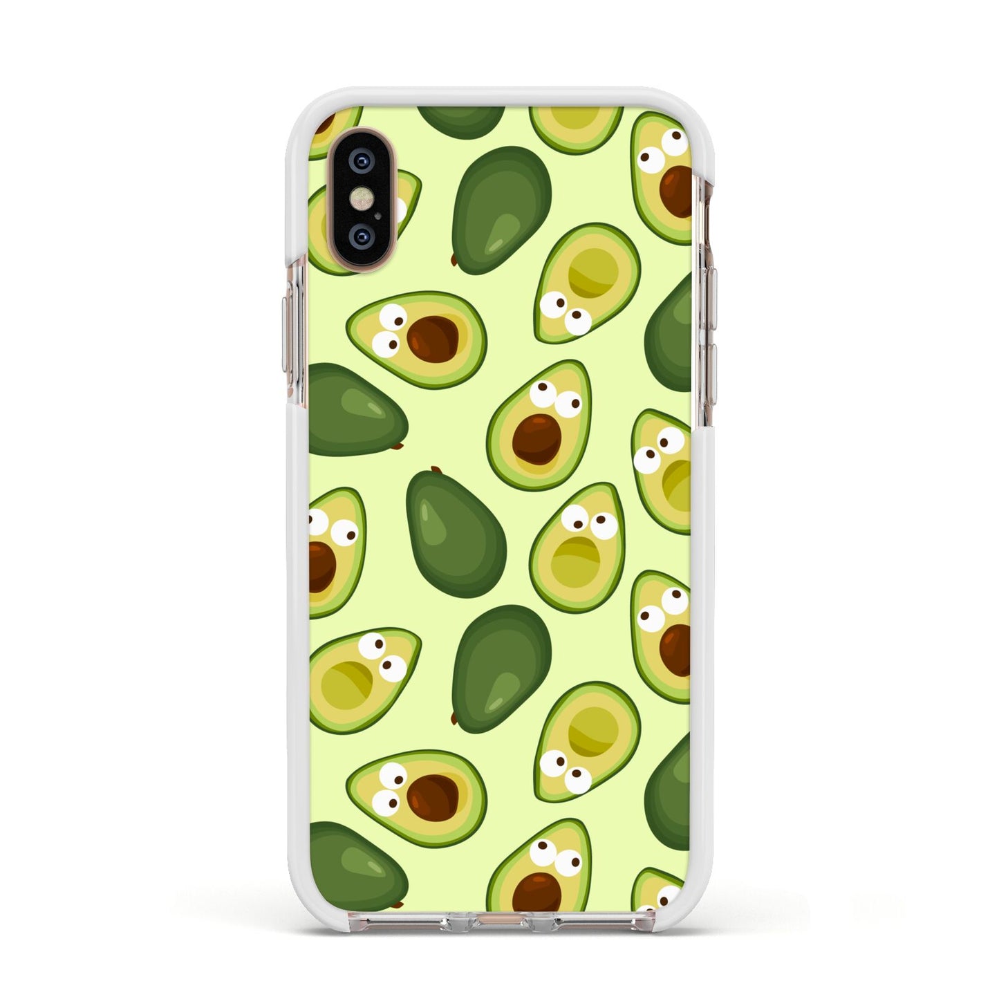 Avocado Apple iPhone Xs Impact Case White Edge on Gold Phone