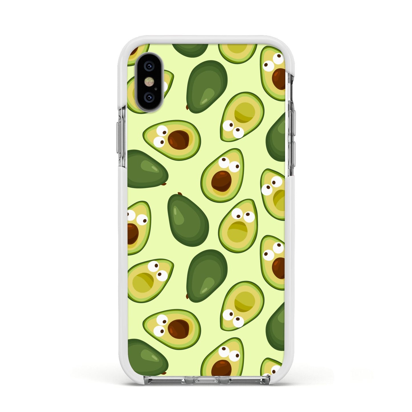 Avocado Apple iPhone Xs Impact Case White Edge on Silver Phone