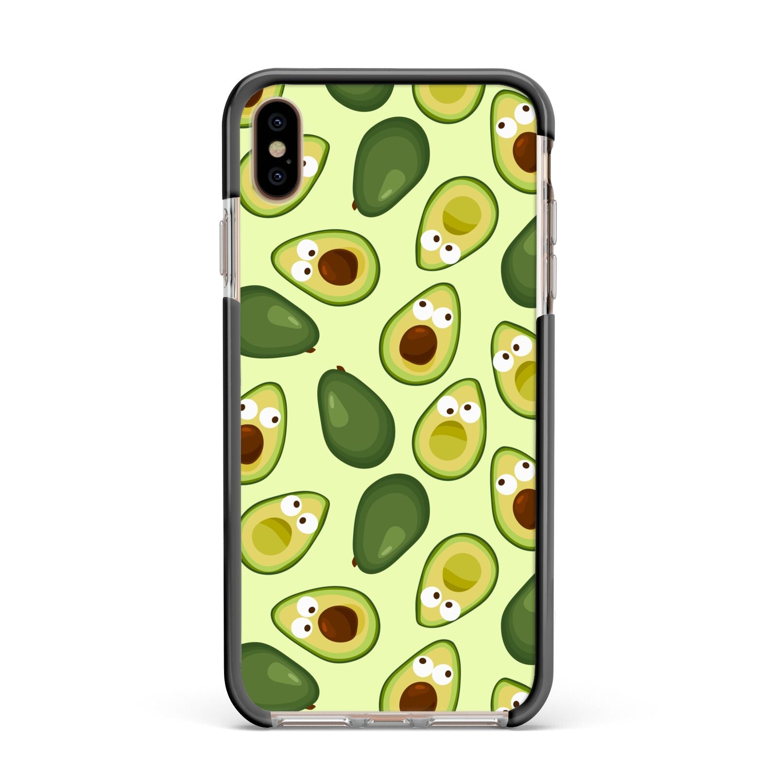 Avocado Apple iPhone Xs Max Impact Case Black Edge on Gold Phone