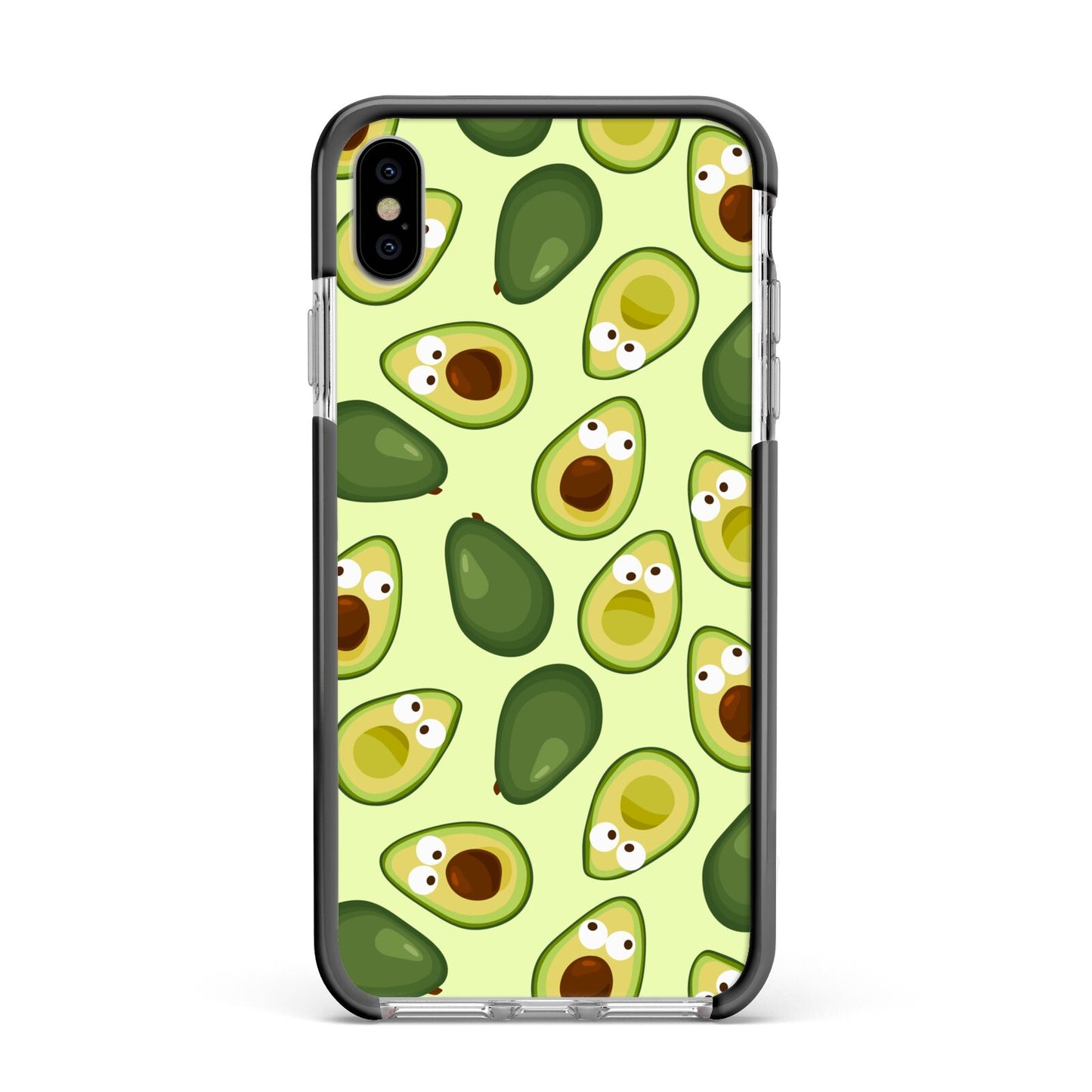 Avocado Apple iPhone Xs Max Impact Case Black Edge on Silver Phone