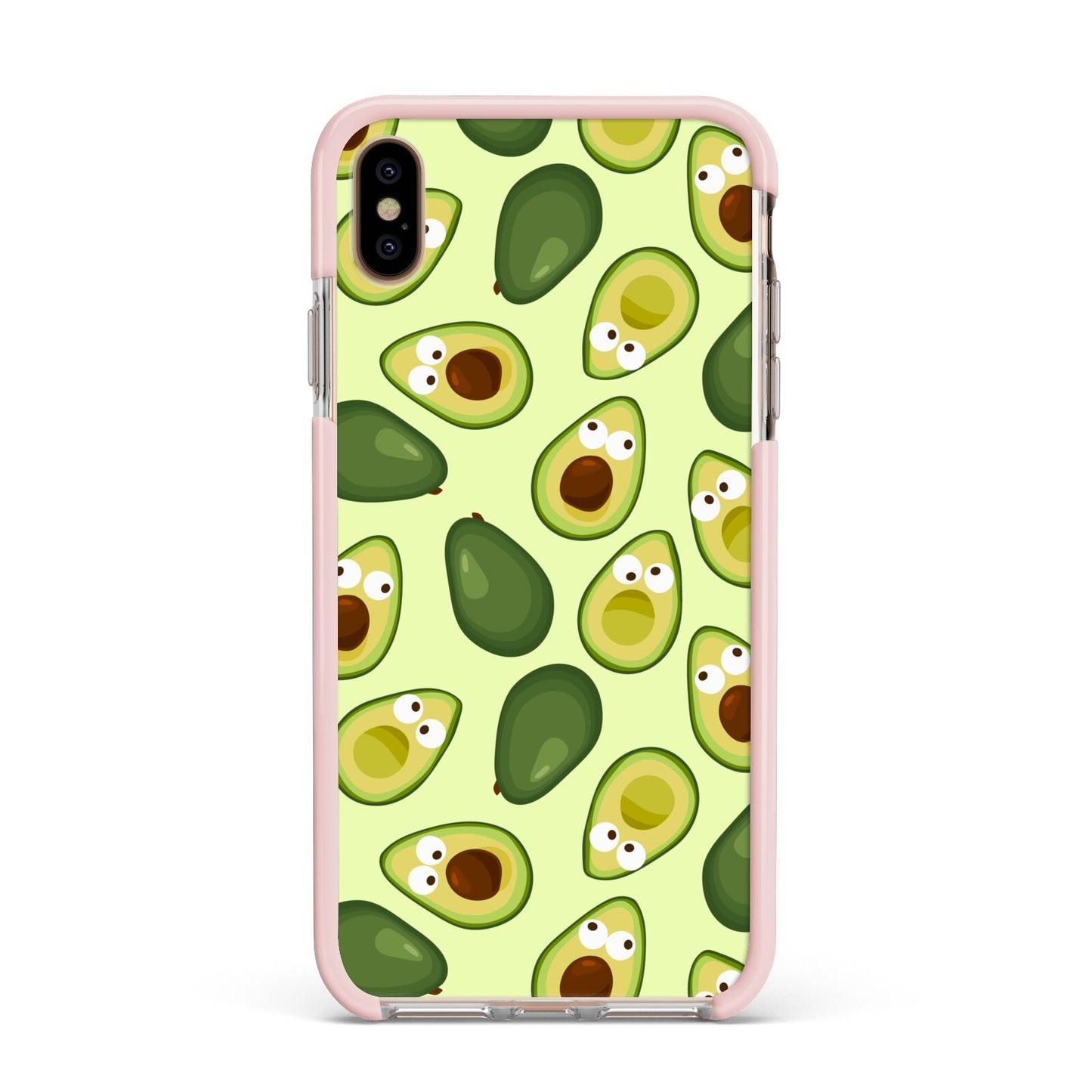 Avocado Apple iPhone Xs Max Impact Case Pink Edge on Gold Phone