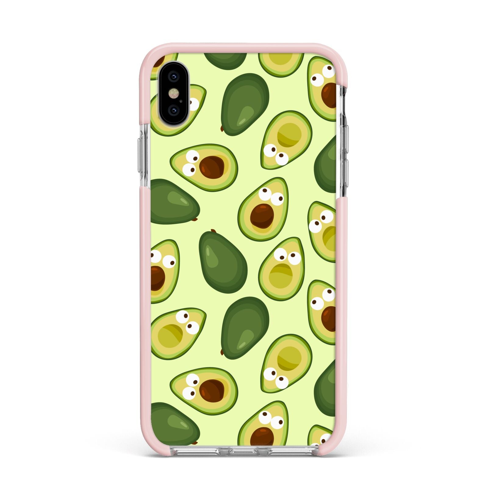 Avocado Apple iPhone Xs Max Impact Case Pink Edge on Silver Phone