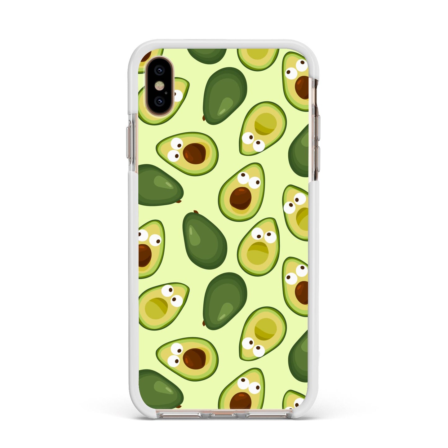 Avocado Apple iPhone Xs Max Impact Case White Edge on Gold Phone