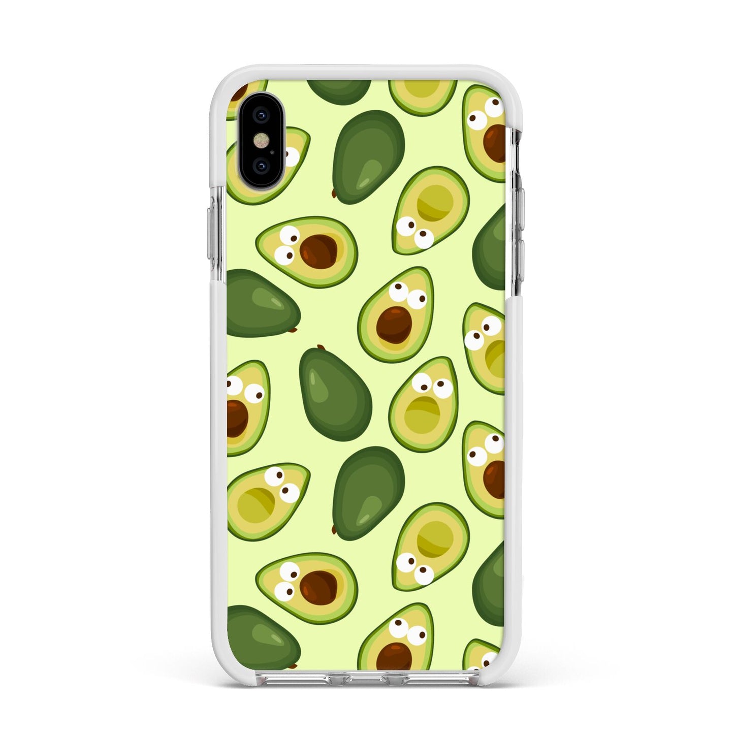 Avocado Apple iPhone Xs Max Impact Case White Edge on Silver Phone