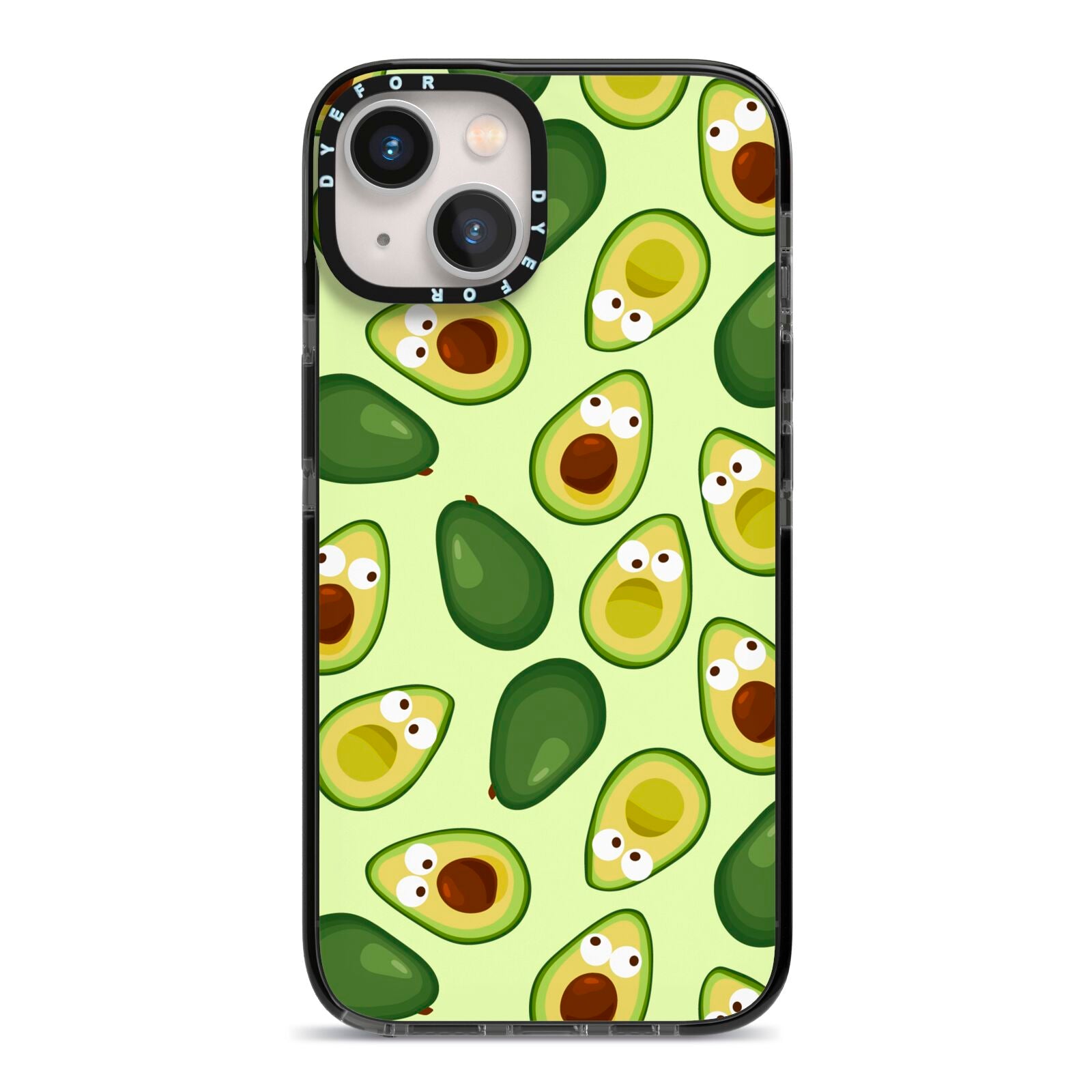 Avocado iPhone 13 Black Impact Case on Silver phone