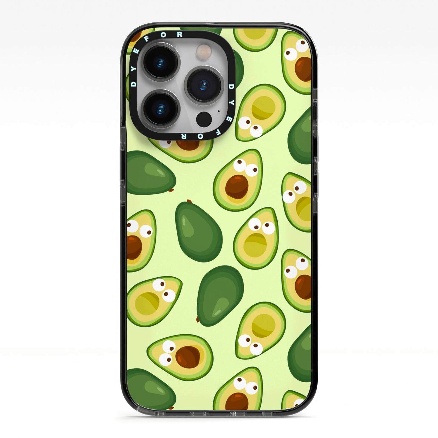 Avocado iPhone 13 Pro Black Impact Case on Silver phone