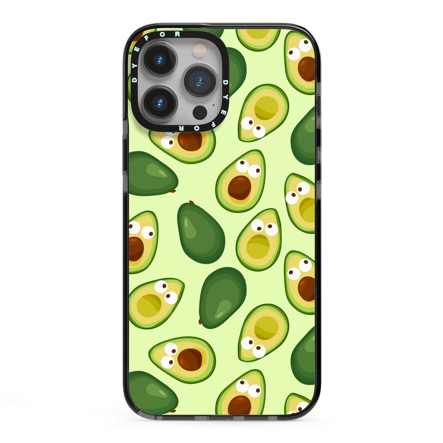 Avocado iPhone 13 Pro Max Black Impact Case on Silver phone