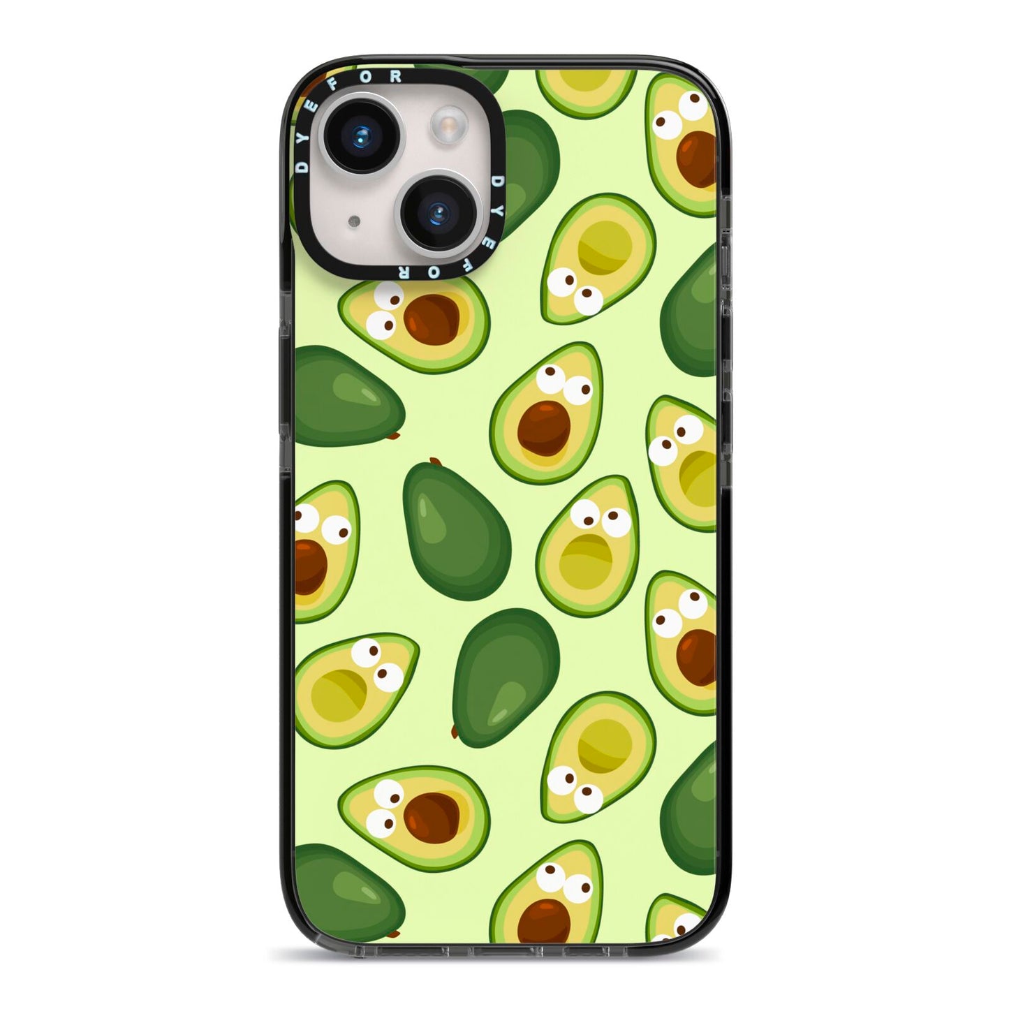 Avocado iPhone 14 Black Impact Case on Silver phone