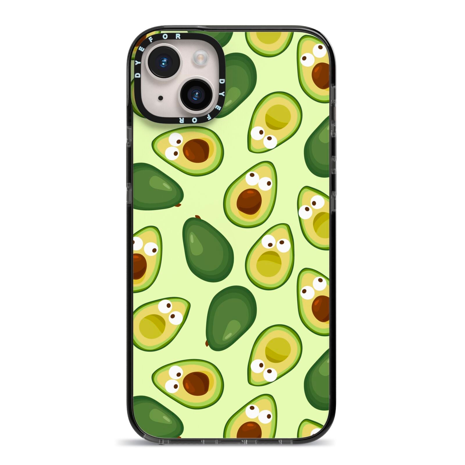 Avocado iPhone 14 Plus Black Impact Case on Silver phone