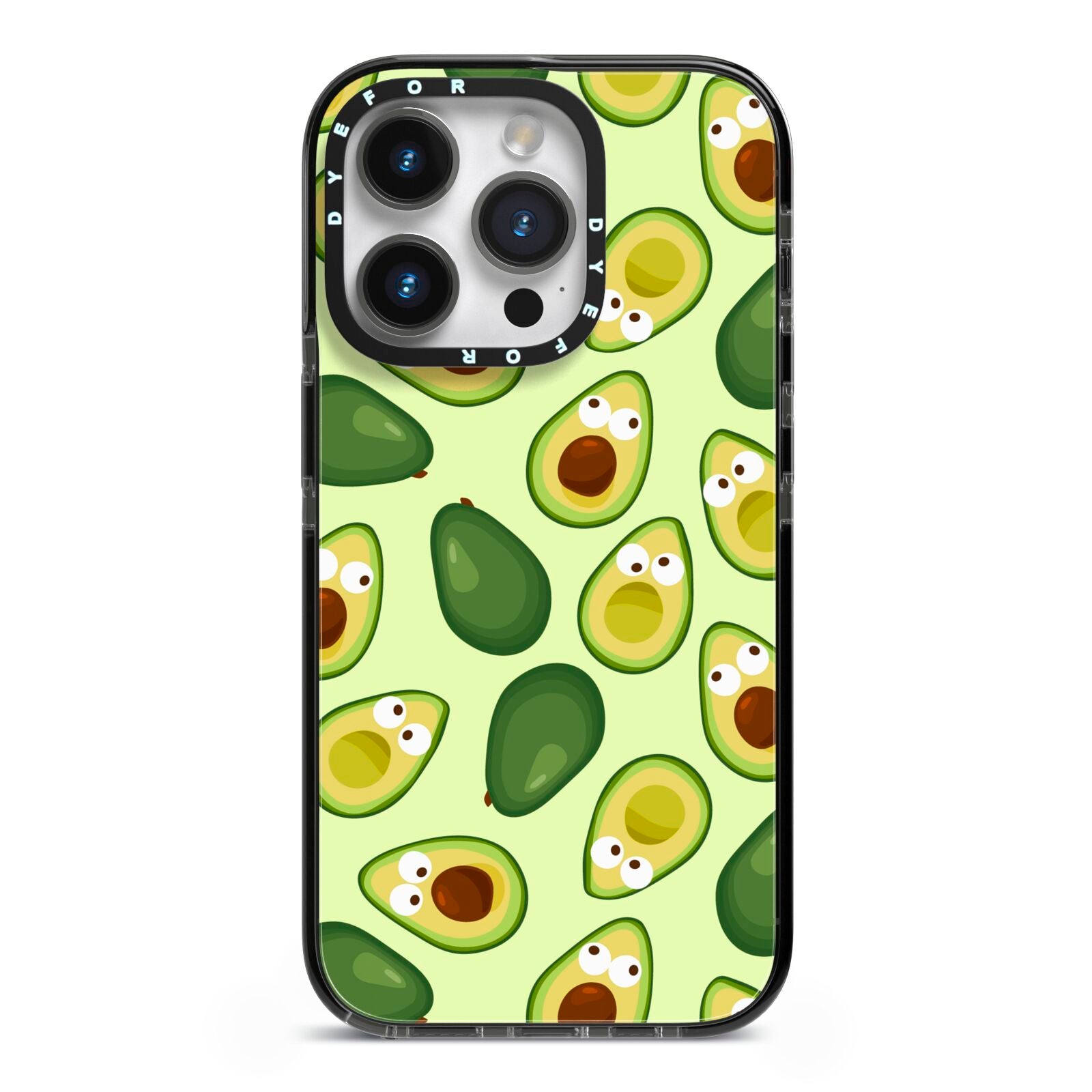 Avocado iPhone 14 Pro Black Impact Case on Silver phone