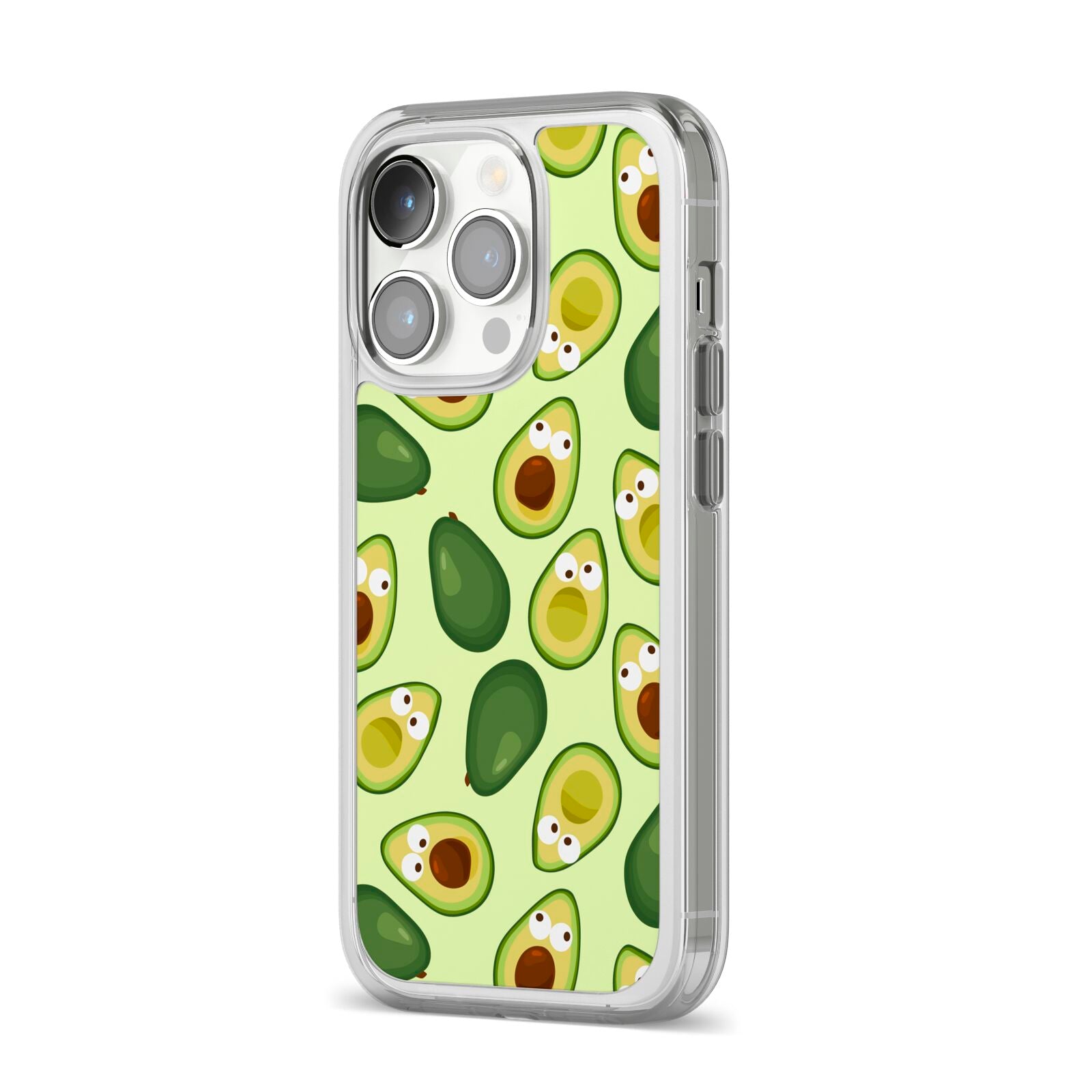 Avocado iPhone 14 Pro Clear Tough Case Silver Angled Image