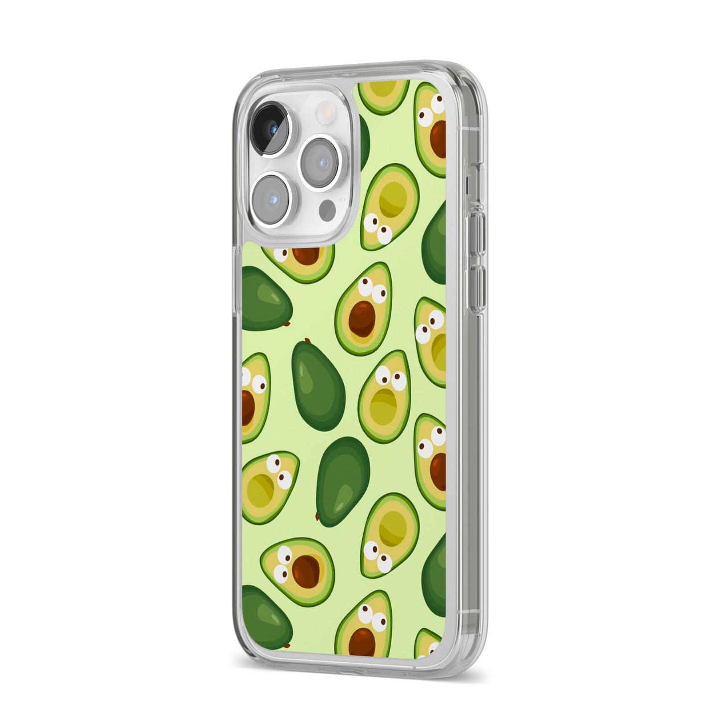 Avocado iPhone 14 Pro Max Clear Tough Case Silver Angled Image