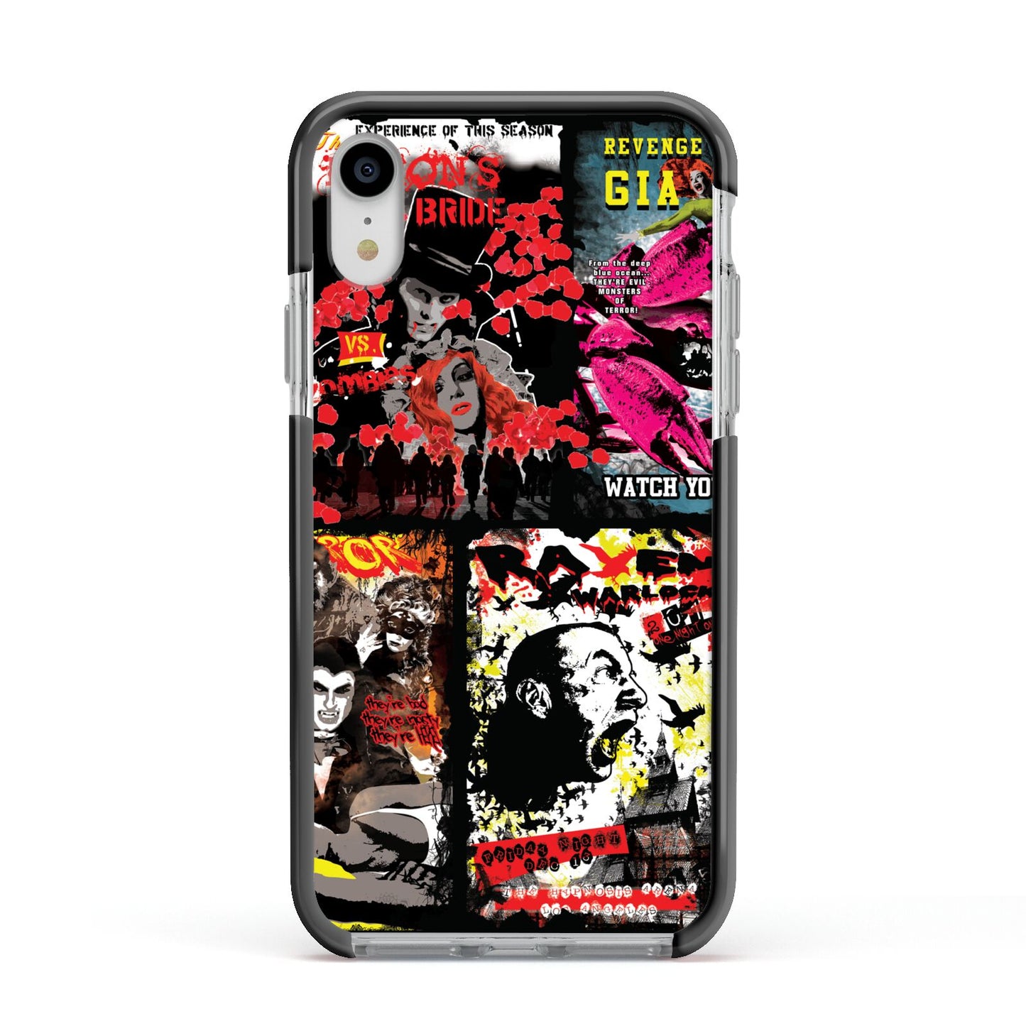 B Movie Posters Apple iPhone XR Impact Case Black Edge on Silver Phone