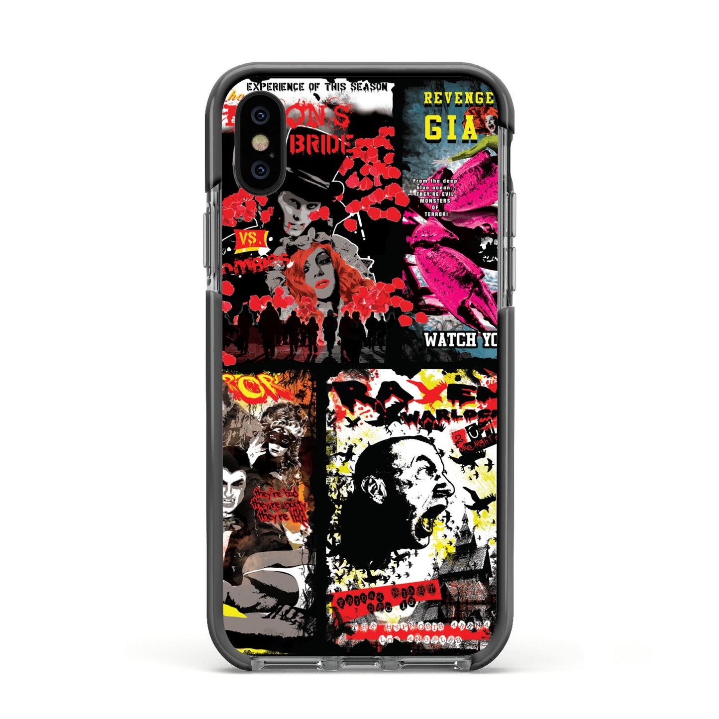 B Movie Posters Apple iPhone Xs Impact Case Black Edge on Black Phone