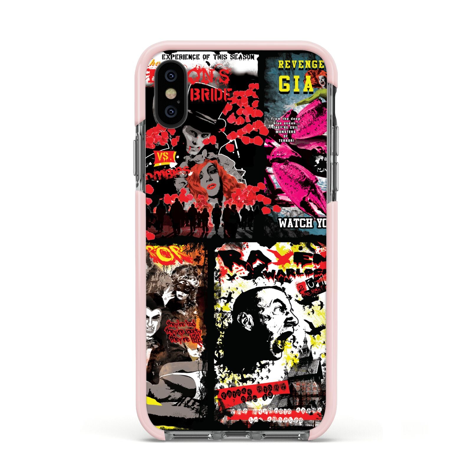 B Movie Posters Apple iPhone Xs Impact Case Pink Edge on Black Phone