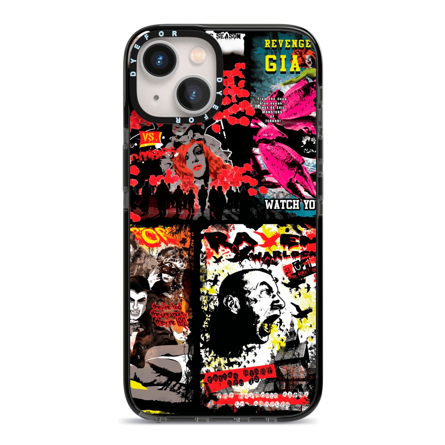 B Movie Posters iPhone 13 Black Impact Case on Silver phone