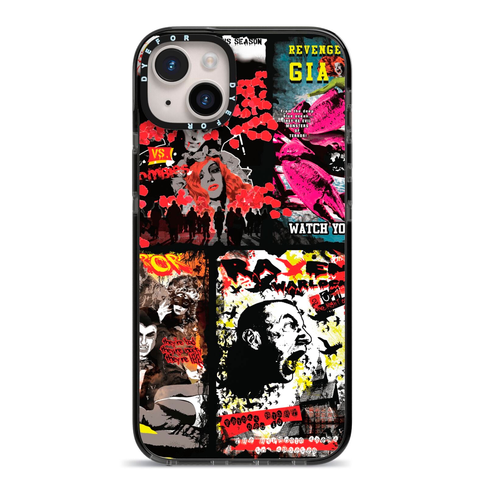 B Movie Posters iPhone 14 Plus Black Impact Case on Silver phone