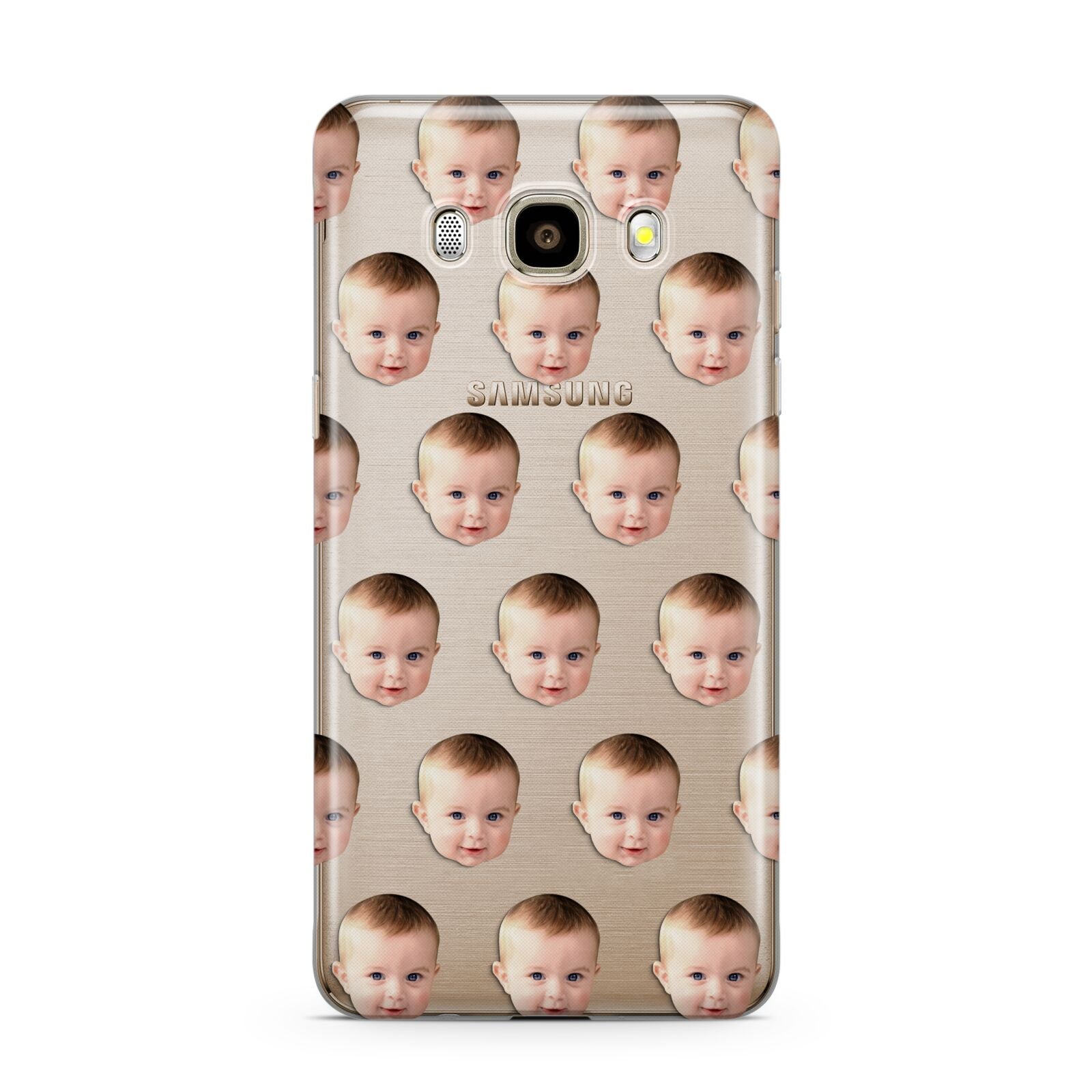 Baby Face Samsung Galaxy J7 2016 Case on gold phone