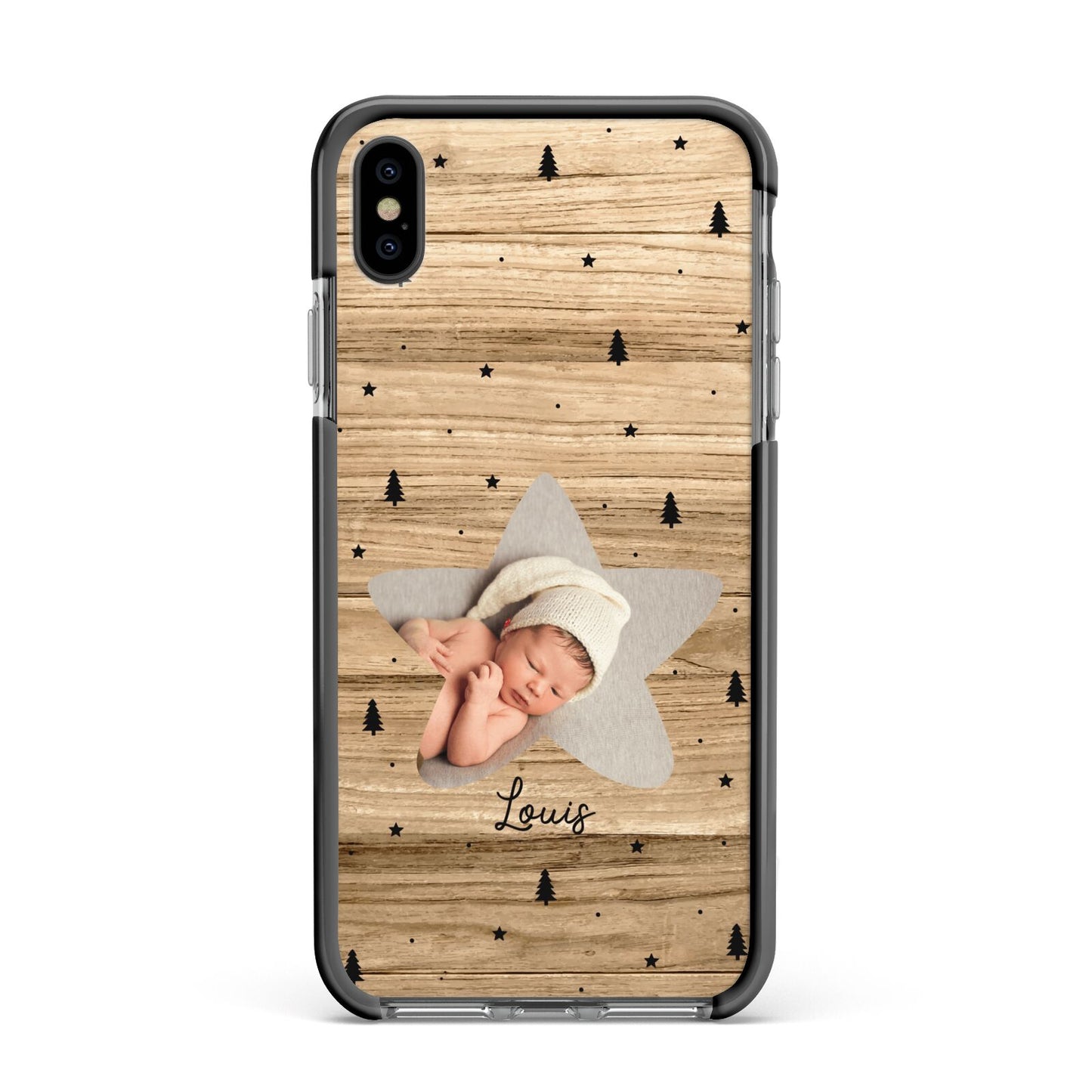 Baby Photo Upload Apple iPhone Xs Max Impact Case Black Edge on Black Phone