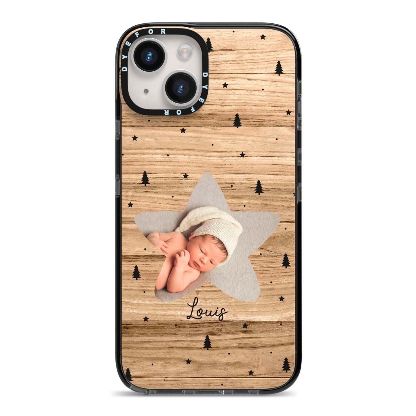 Baby Photo Upload iPhone 14 Black Impact Case on Silver phone