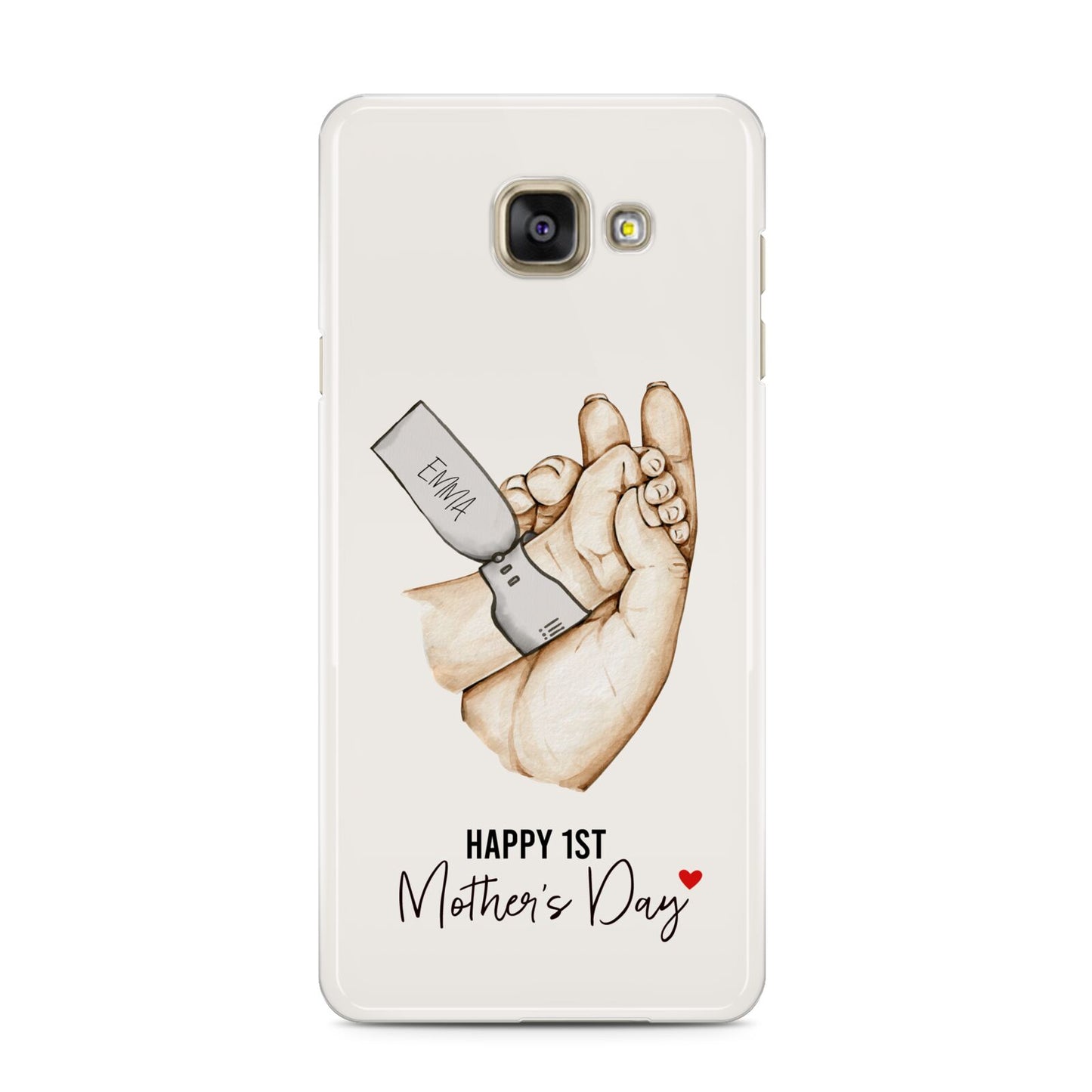 Baby s Hands First Mothers Day Samsung Galaxy A3 2016 Case on gold phone