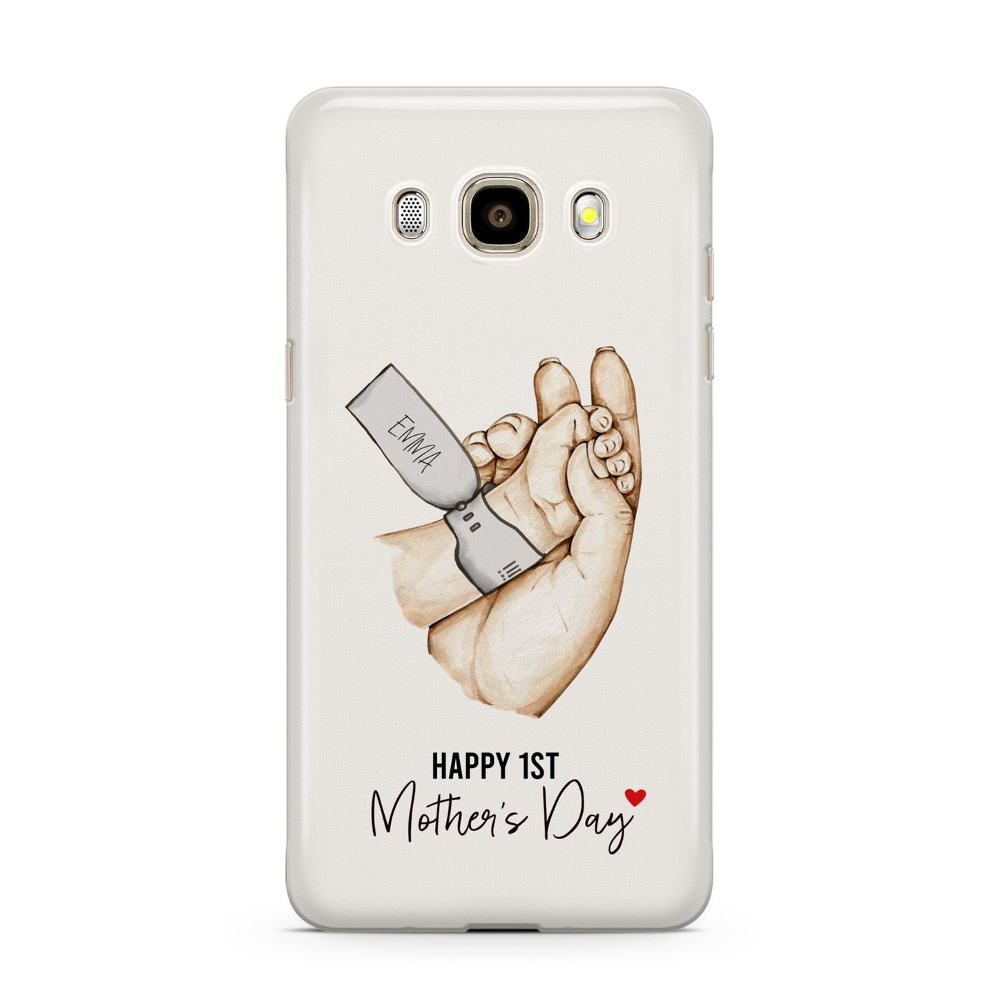 Baby s Hands First Mothers Day Samsung Galaxy J7 2016 Case on gold phone